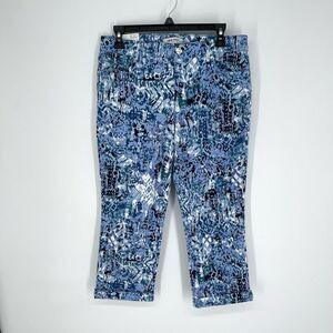 Nine West Women's NWT Chrystie Capri Pants Relaxed Fit Size 8 Blue Black White